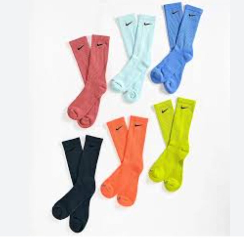 NIKE Everyday Plus Cushioned Crew Socks 6 Pack Adult S Pastel Yellow Blue Orange